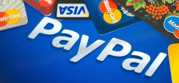 PayPal logo with credit cards