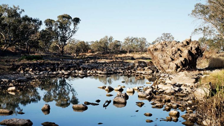 Traditional Aboriginal fish traps in Brewarrina (Ngemba Country), also known as Baiame's Ngunnhu.