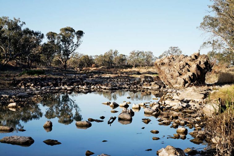 Traditional Aboriginal fish traps in Brewarrina (Ngemba Country), also known as Baiame's Ngunnhu.